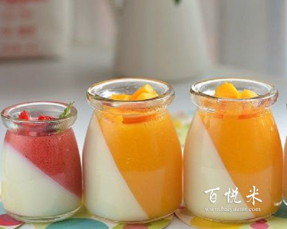 水果凍牛奶布丁，好看又好吃，簡單易做